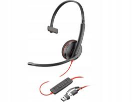 Laidinės ausinės Poly Blackwire 3210 su USB-C/A, vienpusės