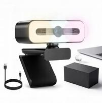 Internetinė kamera 1080P USB su mikrofonu, 3 spalvų apšvietimas, 120° kampas, privatumo dangtelis