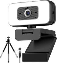 Webkamera su 2K raiška, USB mikrofonu ir LED lempa, skirta vaizdo konferencijoms