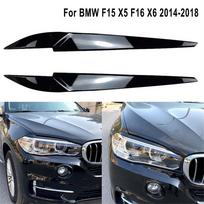 1 pora priekinių žibintų dangtelio akių vokų blizgesio juodi antakiai, skirti BMW F15 X5 F16 X6 2014-2018 automobilio stiliui black