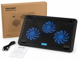 Nešiojamojo kompiuterio aušinimo stovas TECHNET N8 su 3 USB LED ventiliatoriais, reguliuojamas