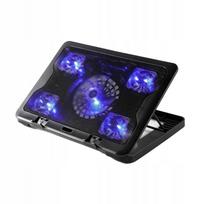 Nešiojamojo kompiuterio aušinimo stovas 12–17", 5 ventiliatoriai, USB HUB, LED apšvietimas