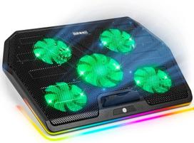 Nešiojamojo kompiuterio aušintuvas, 5 LED RGB ventiliatoriai, USB, 15–17