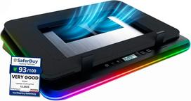 Nešiojamojo kompiuterio aušintuvas, 4 ventiliatoriai, RGB apšvietimas, USB-C, 17,3