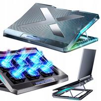 Nešiojamojo kompiuterio aušintuvas GAMING Q3 su 6 ventiliatoriais ir RGB LED