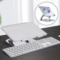 Nešiojamojo kompiuterio stovas su aušintuvu, sidabrinis, USB, metalinis