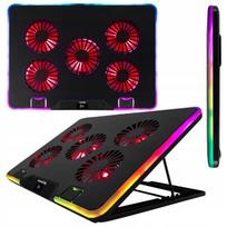 Nešiojamojo kompiuterio aušinimo stovas su LED RGB, reguliuojamas, 12–17