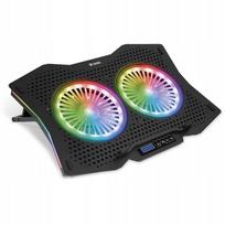 Nešiojamojo kompiuterio aušinimo padėklas YENKEE, 2x115 mm RGB ventiliatoriai, aliuminis, LCD ekranas