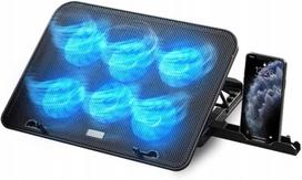 Nešiojamojo kompiuterio aušintuvas 12–17", 6 USB, LED ventiliatoriai, reguliuojamas