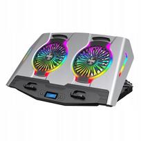 Nešiojamojo kompiuterio aušintuvas su RGB apšvietimu, sidabrinis
