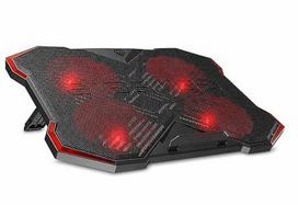 Nešiojamojo kompiuterio aušinimo stovas, 17,3", 4 ventiliatoriai, LED, metalinis, žaidimams