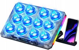 Nešiojamojo kompiuterio aušinimo stovas su 12 ventiliatorių, RGB, 12–17,3