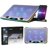 Nešiojamojo kompiuterio aušinimo stendas, metalinis, iki 19", 2x USB, LED