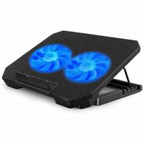 Nešiojamojo kompiuterio aušinimo padėklas 12–17", reguliuojamas, LED, 2 USB ventiliatoriai