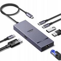 USB-C 7-ių jungčių šakotuvas su DisplayPort 4K@60Hz, gigabitiniu Ethernet, 100W PD