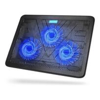Nešiojamojo kompiuterio aušintuvas 12–17" su 3 LED ventiliatoriais, 2 USB, mėlynas