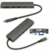 USB-C šakotuvas Fujitsu nešiojamiems kompiuteriams su PD įkrovimu, SD ir microSD kortelių skaitytuvu