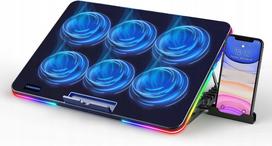 Nešiojamojo kompiuterio aušinimo stovas LIANGSTAR, 6 RGB ventiliatoriai, 7 padėtys