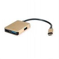 USB-C stotelė su 4K HDMI, 2 x USB, 1 x USB (auksinė)