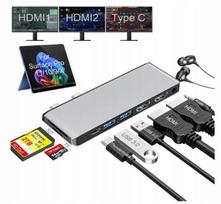 Dokavimo stotelė Surface Pro 9/10/11/X, 2x HDMI, 2x USB, 1x USB-C, SD, TF kortelių lizdai