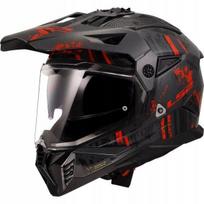 Motociklininko šalmas LS2 MX702 Pioneer II, juoda/raudona, XXL