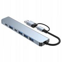 USB šakotuvas INF 2-in-1 su 7 USB 3.0 jungtimis, USB C/USB, suderinamas su Windows ir Mac