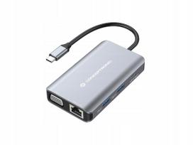 USB-C stotelė Conceptronic DONN21G, 7 jungtys: HDMI, VGA, LAN, USB 3.0