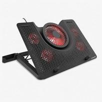 Nešiojamojo kompiuterio aušinimo stovas su 5 LED ventiliatoriais ir telefono laikikliu