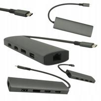 USB-C adapteris nešiojamam kompiuteriui, 8in1, 2xHDMI 4K, LAN, PD 100W, RJ45, dvigubas monitorius