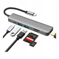 USB-C hubas 6in1 su HDMI 4K, SD kortelių skaitytuvu