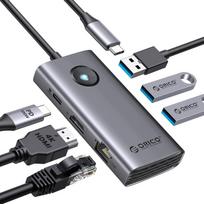 USB-C stotelė 6in1 su HDMI 4K, Ethernet, 100 W