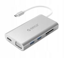 Dokavimo stotelė Orico su HDMI, VGA, RJ45, USB 3.0, TF/SD kortelių lizdais, USB C