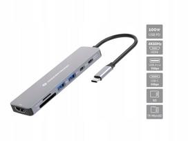 Dokavimo stotelė CONCEPTRONIC 7-in-1, USB-C, HDMI, 2x USB-A, 25 cm, pilka