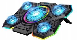 Nešiojamojo kompiuterio aušintuvas 12–17" su RGB apšvietimu ir USB ventiliatoriais