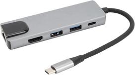 USB-C daugiafunkcis hubas su 4K HDMI, RJ45, USB 3.0 ir PD dokavimo stotele