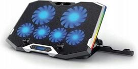 Nešiojamojo kompiuterio aušinimo stovas su 6 ventiliatoriais, RGB apšvietimu ir reguliuojamu telefono laikikliu