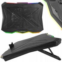 Nešiojamojo kompiuterio aušinimo stovas, 17", su LED RGB apšvietimu, reguliuojamas, tylus