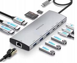Įkrovimo stotelė MacBook RSHTECH 12 in 1 su 2 HDMI jungtimis (8K ir 4K)