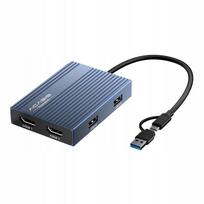 USB C adapteris Acasis, 2x HDMI, 4K 60Hz, 100W PD