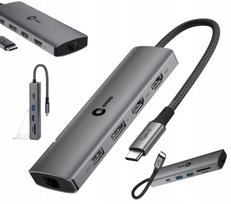 USB-C hubas Dell, 2 monitorių jungtys, papildomos jungtys, 100 W įkrovimas