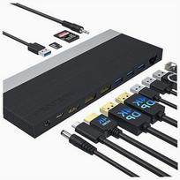 USB-C 13-in-1 stotelė su 3 ekranais, 4K, skirta nešiojamam kompiuteriui
