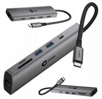 USB-C šakotuvas Dynabook nešiojamam kompiuteriui, 2x HDMI, 4K DisplayPort, LAN