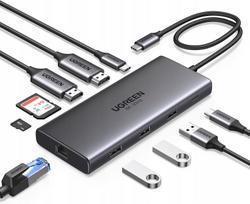 USB-C prijungimo stotelė 10in1 su HDMI 4K, 100W PD, Ethernet, kortelių skaitytuvu