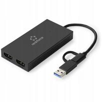 USB-C/A 3.0 į dvigubą HDMI 4K/FHD adapteris Renkforce