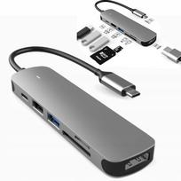 USB-C dokas su kortelių skaitytuvu, USB3.0, HDMI 4K, SD/TF, PD įkrovimas