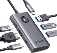 USB-C stotelė 6in1 su HDMI 4K, PD 100W, 4×USB 3.0