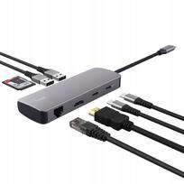 USB-C šakotuvas Trust Vylor 8in1, HDMI 4K, Ethernet, SD, microSD, 2x USB, 2x USB-C, 100W