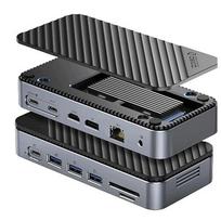 USB-C dokas 12in1 su M.2 SSD, HDMI, DP, Ethernet, nešiojamiesiems kompiuteriams