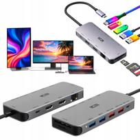 Doko stotelė dviems monitoriams su HDMI, USB-C ir įkrovimu