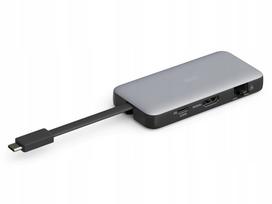 USB-C stotelė, 7 jungtys: HDMI 4K, RJ45, 2 x USB 3.2, USB-C PD 100W, kortelių skaitytuvas